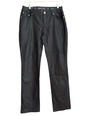 Jennifer Lopez Black Faux-Leather Straight Leg Jeans - SIZE 8